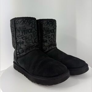 UGG Black Graffiti Glitter Winter Boots